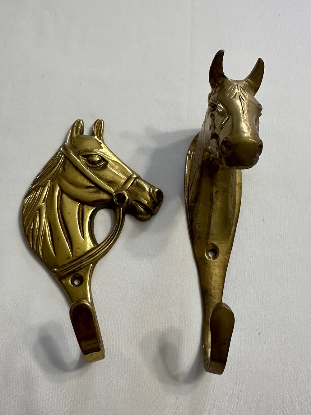 Brass Horse Wall Hooks - Gold Tone